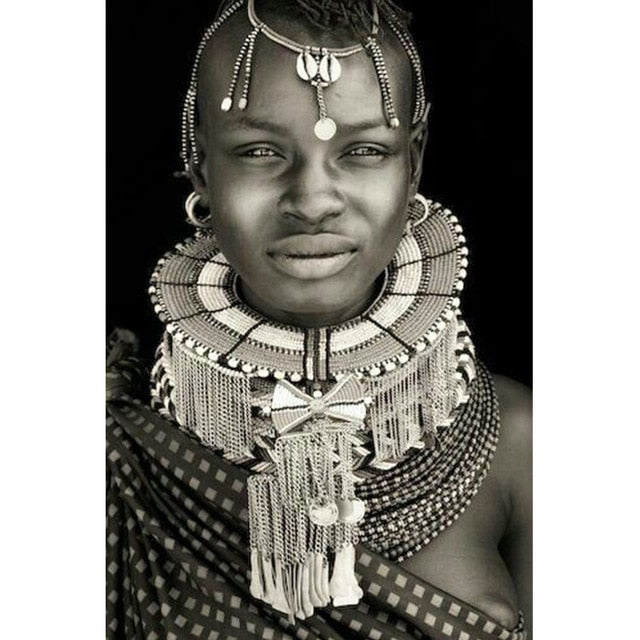 Black And White African Tribal Canvas Art