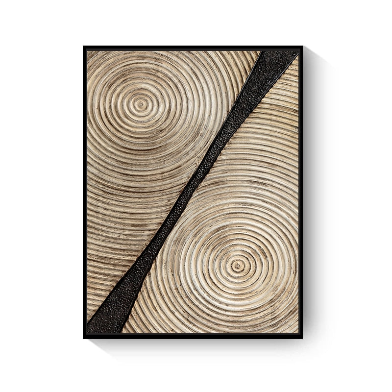 Retro Black Gold Wood Art Canvas