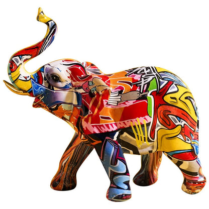 Graffiti Elephant Resin Statue