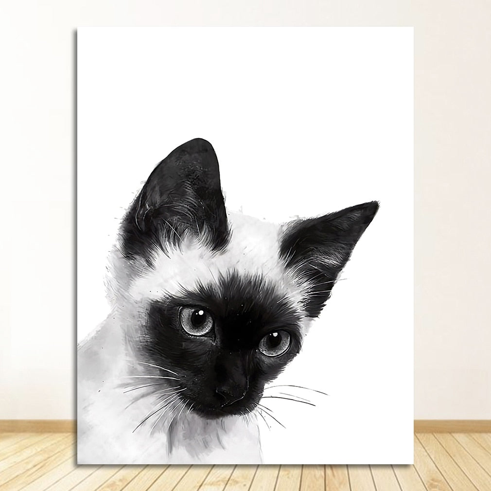 Black and White Kitty Cat Canvas Art