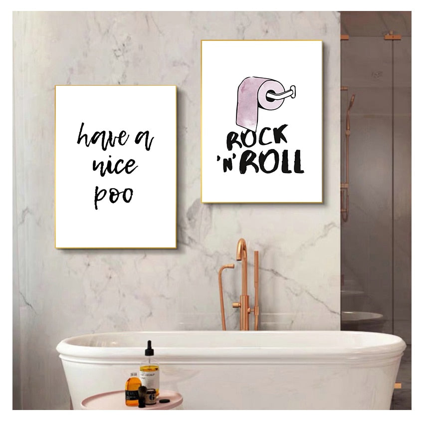 Rock and Roll Have A Nice Poo Bathroom Canvas Art