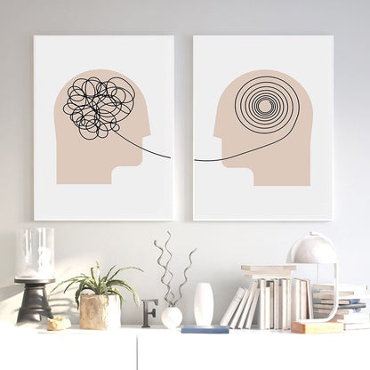 Minimalist Abstract Human Brain Idea Canvas Art