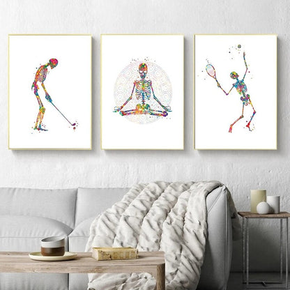 Skeleton Work Out Canvas Art