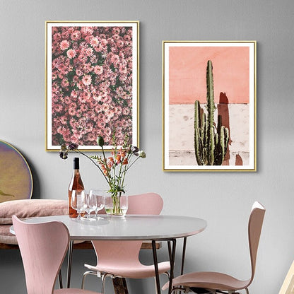 Pink Flower Cactus Canvas Art