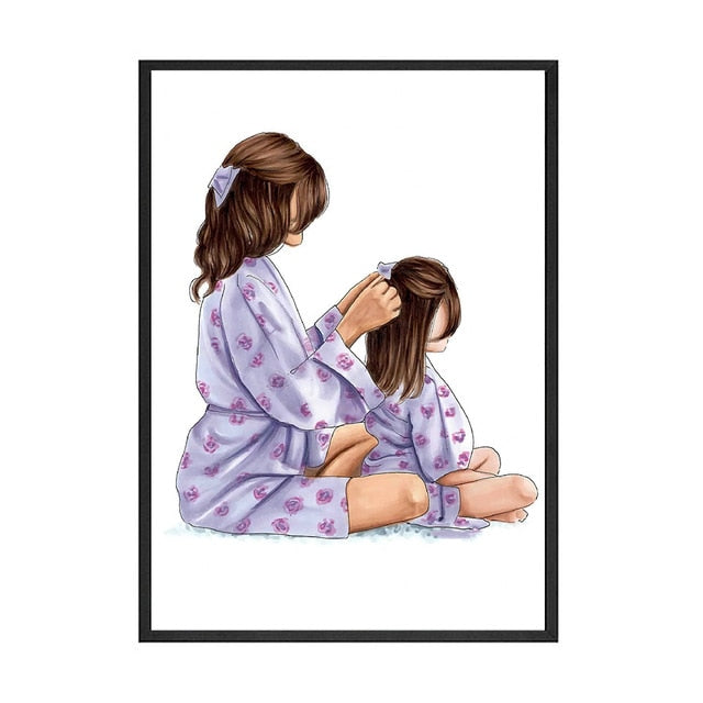 Mother and Daughter Make Up Canvas Art