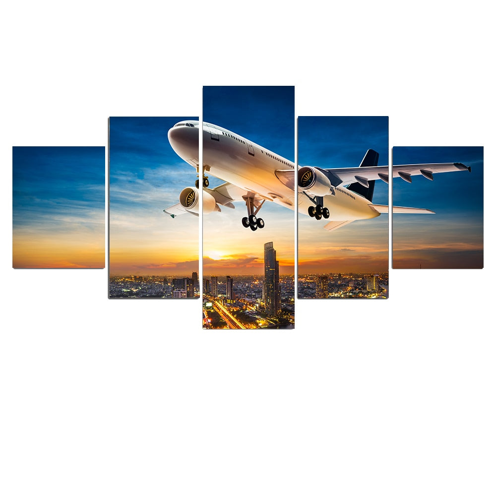 Airplane Sunset Canvas Art