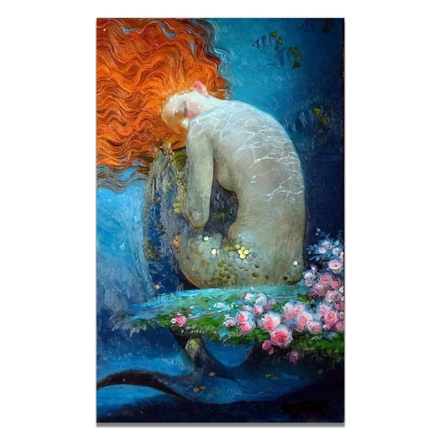 Golden Scales Mermaid Canvas Art