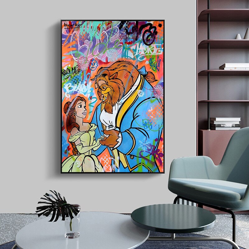 Graffiti Beauty And The Beast Canvas Art