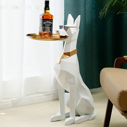 Waiter Dobermann Tray Statue