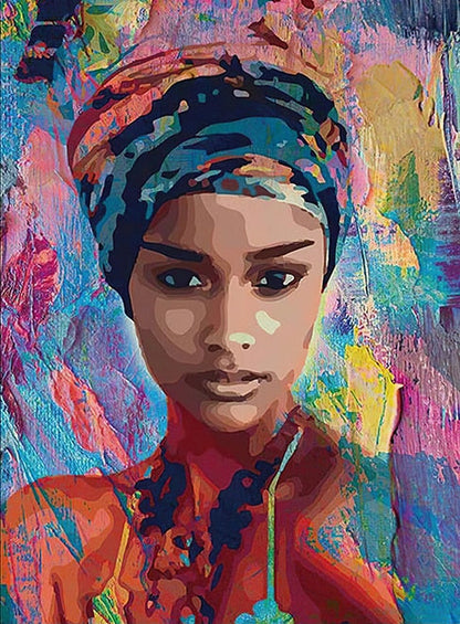 Woman with Headscarf Painting Canvas Art