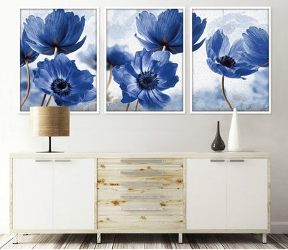 Watercolor Painting Blue Flower Canvas Art