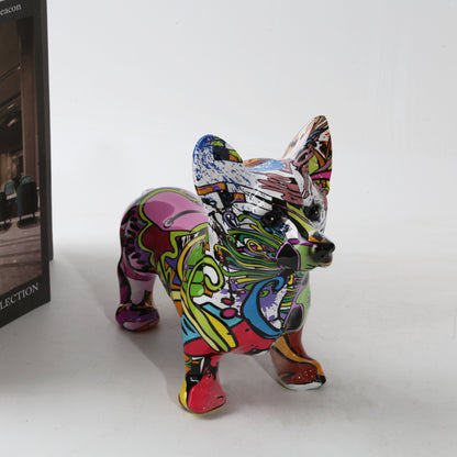 Graffiti Corgi Resin Statue