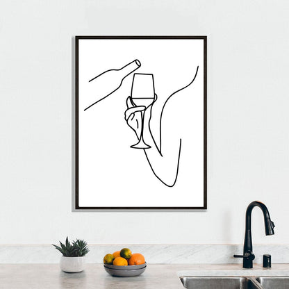 Black and White Funny Bar Kitchen Line Canvas Art