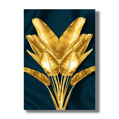 Nordic Golden Leaf Canvas Art