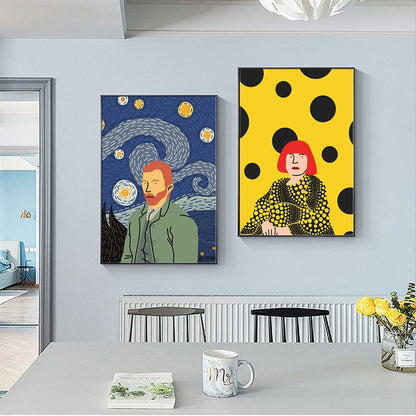 Vincent Van Gogh & Yayoi Kusama Canvas Art