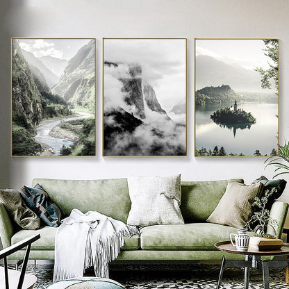 Scandinavian Black White Nature Landscape Canvas Art