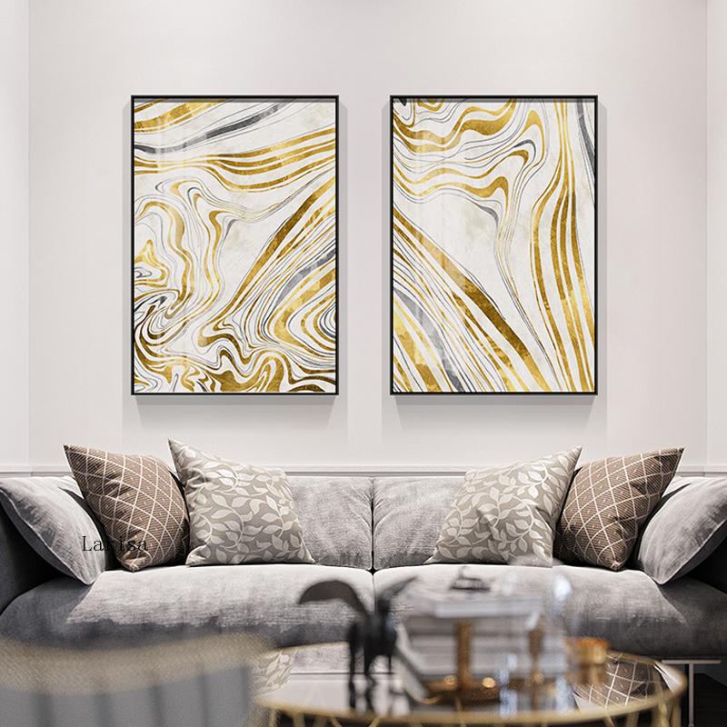 Gold and White Marble Canvas Art