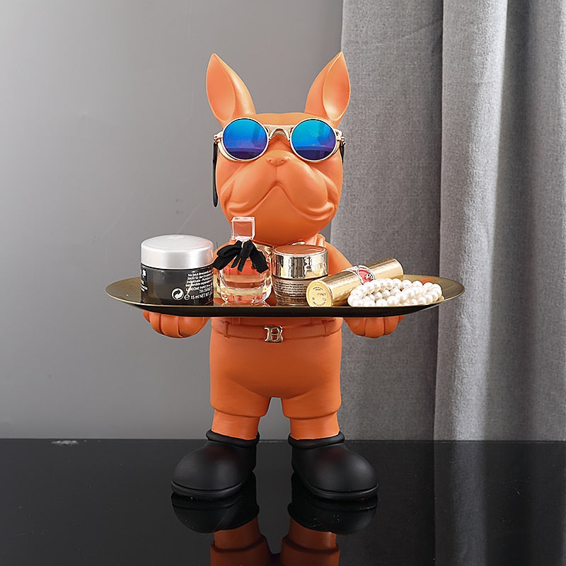 Standing Bulldog Tray Statue