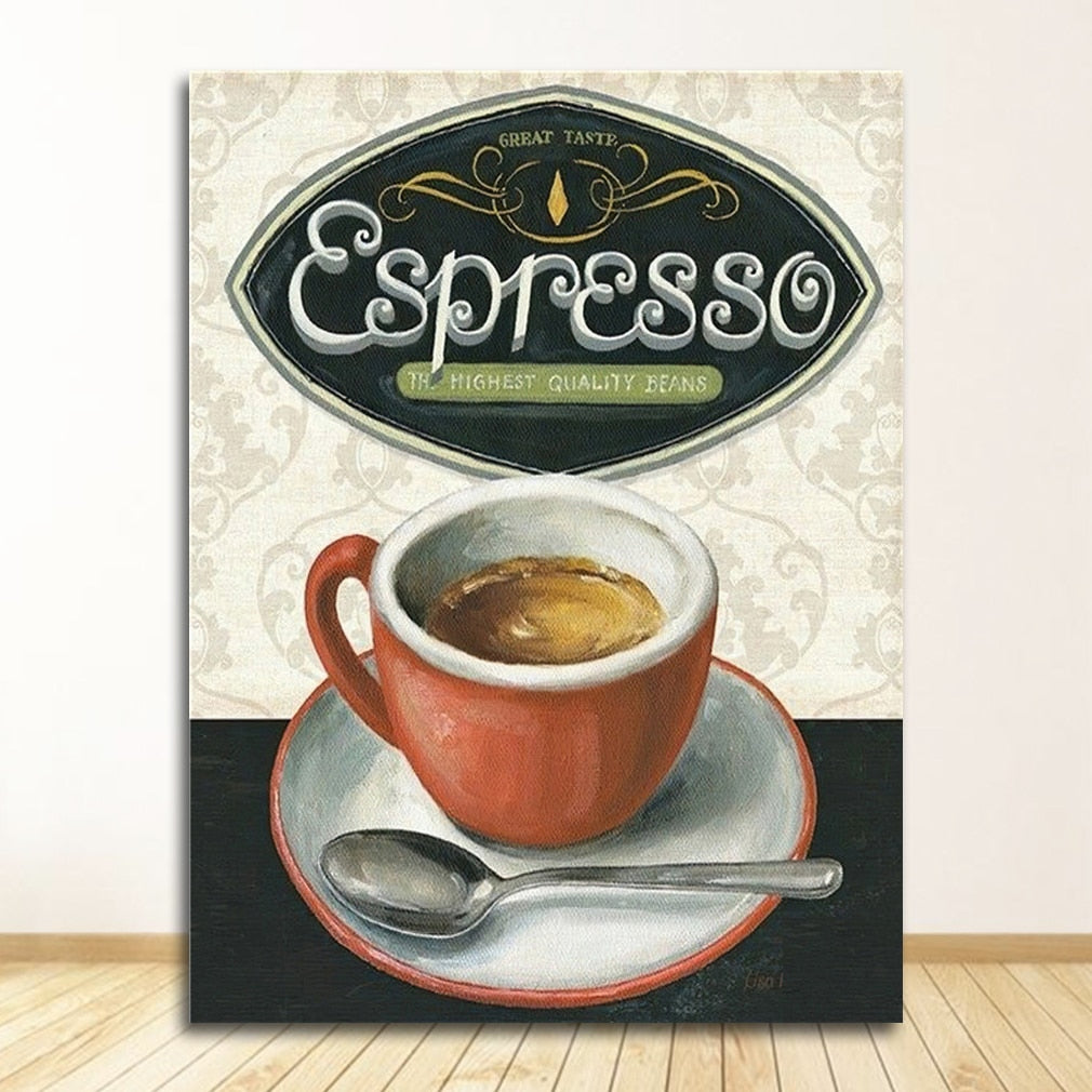 Coffee Poster Coffee Shop Kitchen Decoration Canvas Art