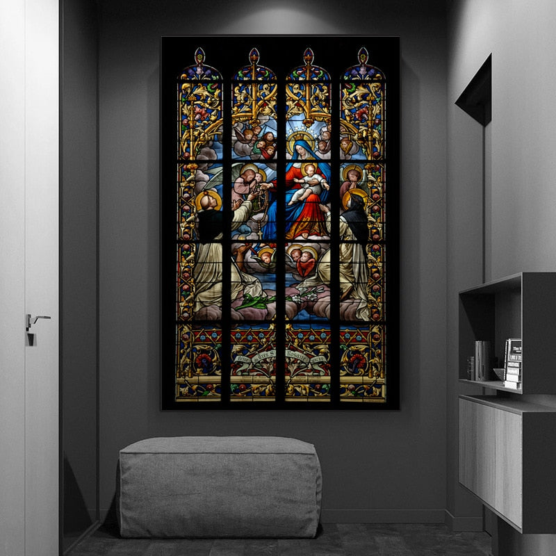 Christ Jesus Mosaic Church Glass Window Canvas Art