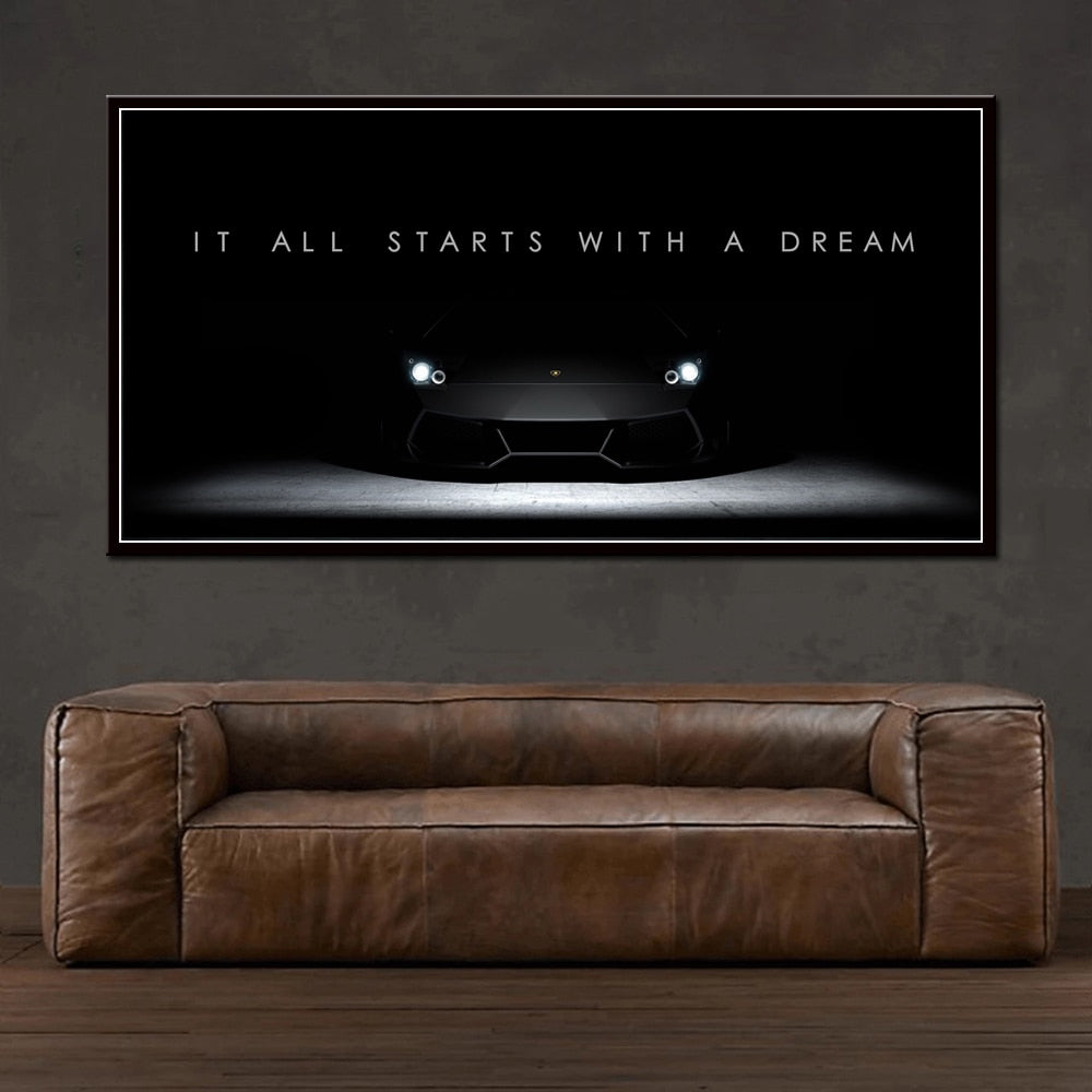 Dream Car Motivational Canvas Art