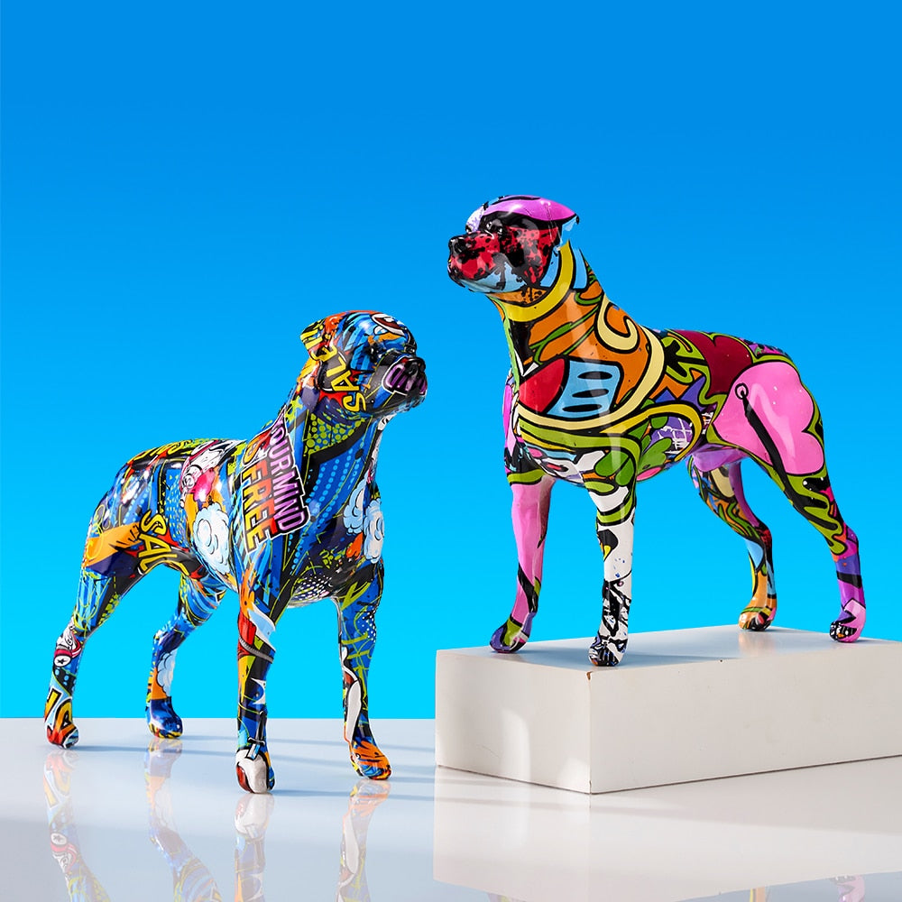 Graffiti Rottweiler Resin Statue