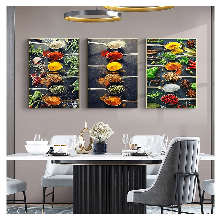 Kitchen Theme Mix Herb and Spices Canvas Art