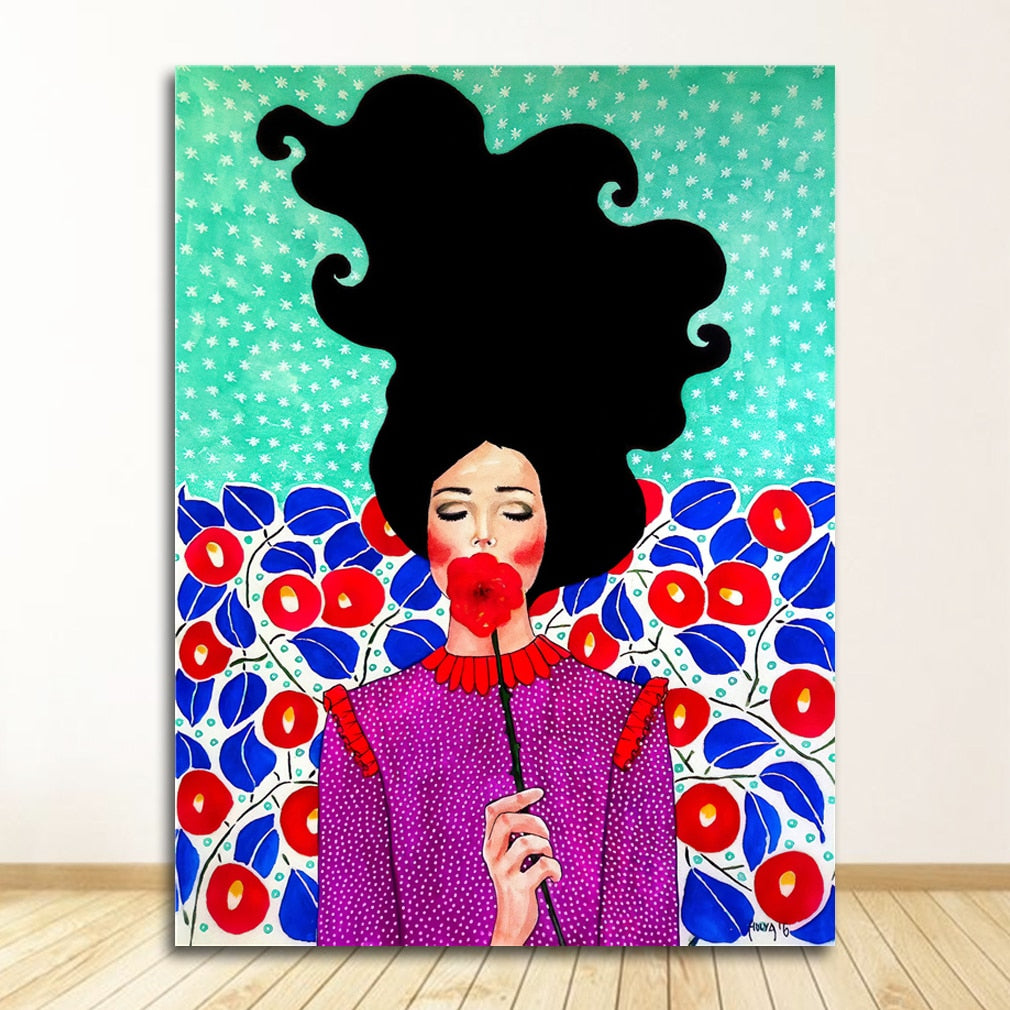 Big Hair Girl Canvas Art