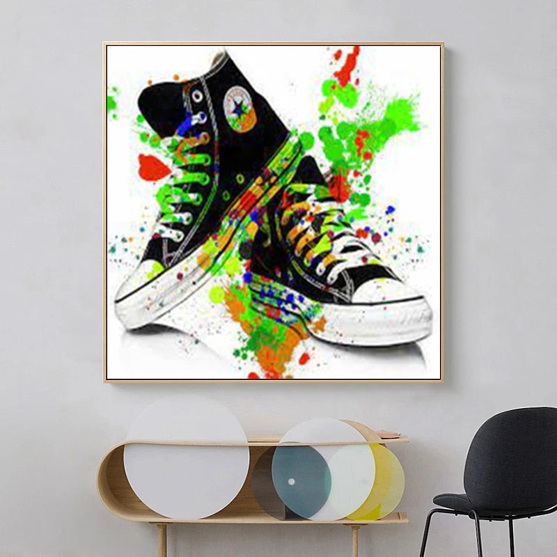 Colorful Graffiti Sneakers Canvas Art