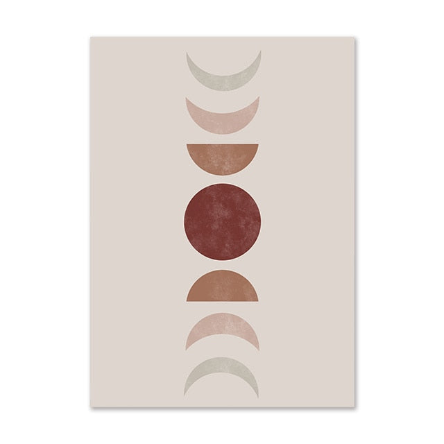 Nordic Abstract Sun Moon Boho Canvas Art