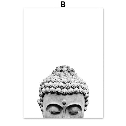 Black White Sakyamuni Buddha Statue Quotes Canvas Art