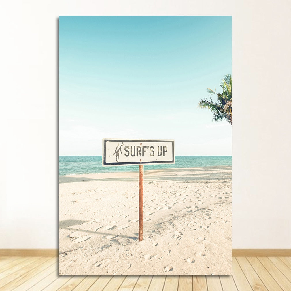 Sea Beach Bus Palm Tree Canvas Art