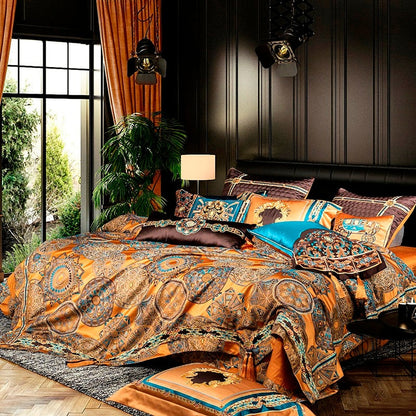 Hathor Luxurious Silk Jacquard Duvet Cover Bedding Set