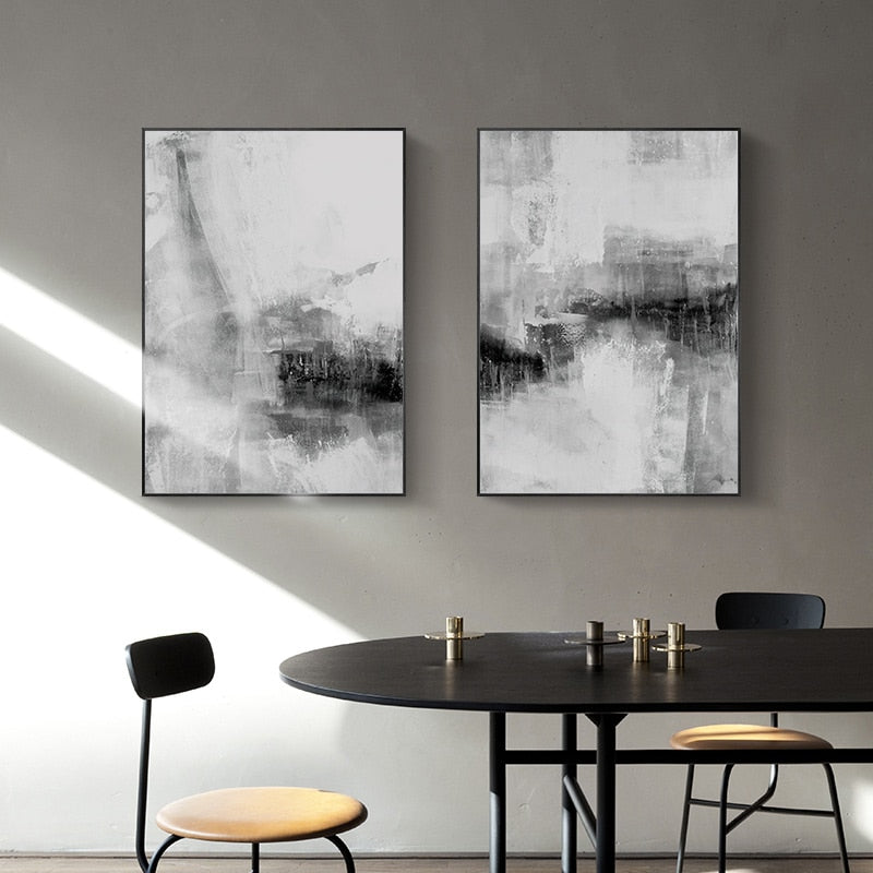 Abstract Black and White Canvas Art