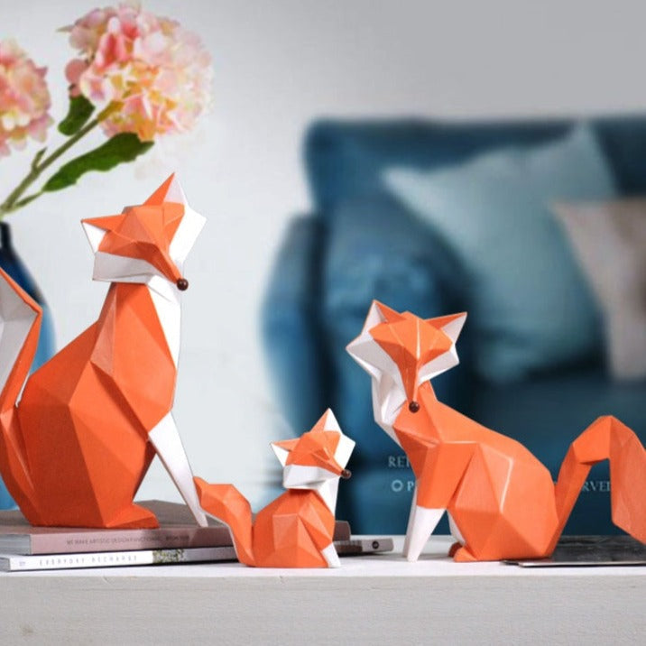 Geometric Orange Fox Statue