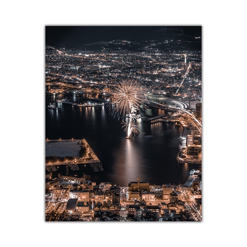 Night Cities Skylines Canvas Art