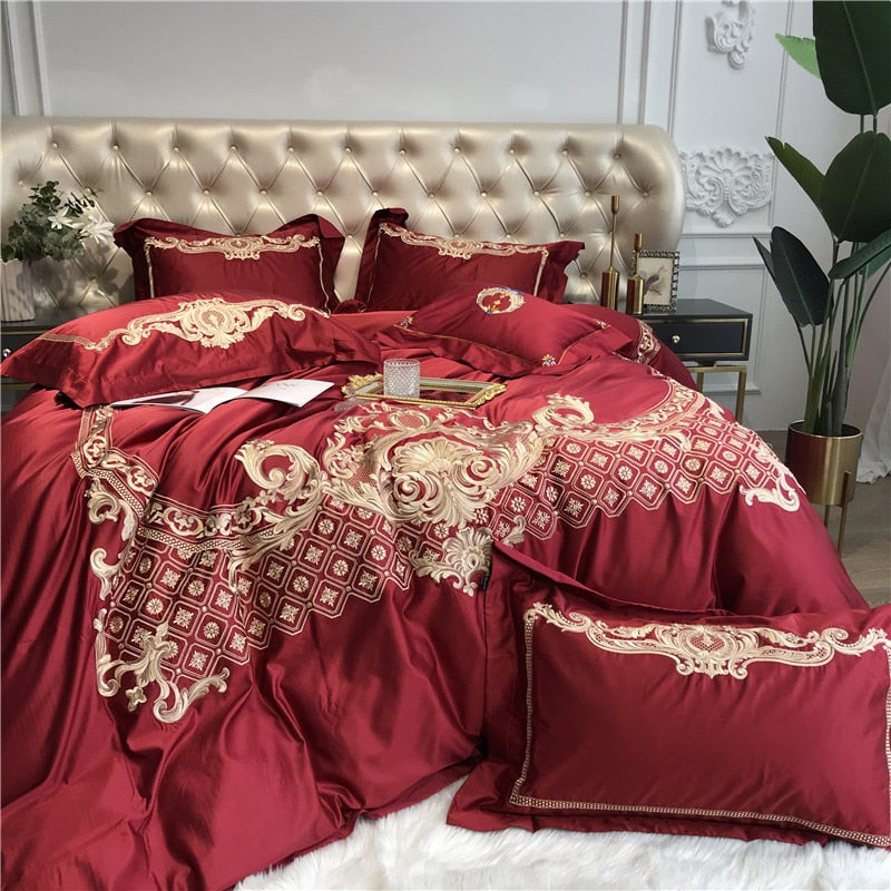 Azalea Damask Sateen Duvet Cover Bedding Set