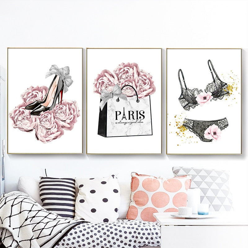 Pink Women Stuff Canvas Art