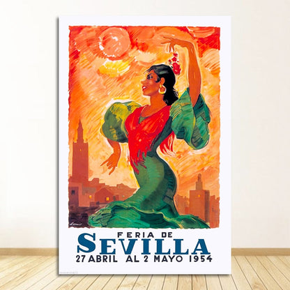 Spain Seville Flower Girl Travel Canvas Painting Art