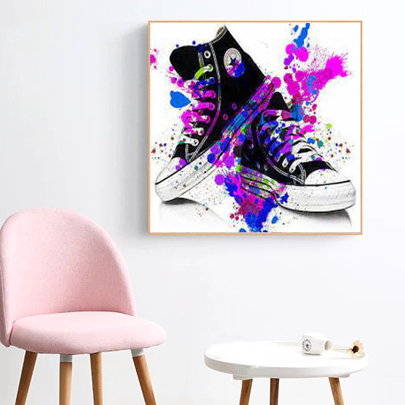 Colorful Graffiti Sneakers Canvas Art