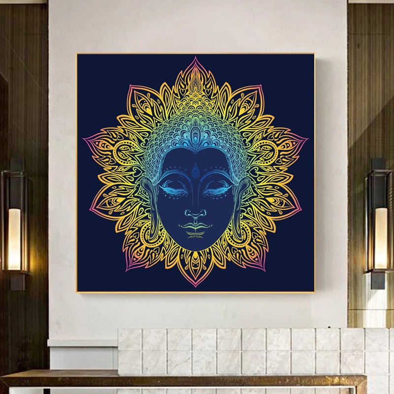 Mandala Buddha Face Canvas Art