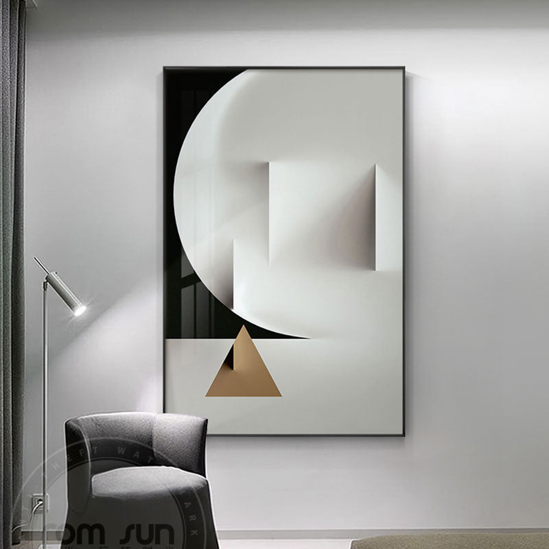 Modern White Abstract Geometric Canvas Art