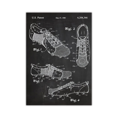 Football Shoes Blueprint Canvas Art