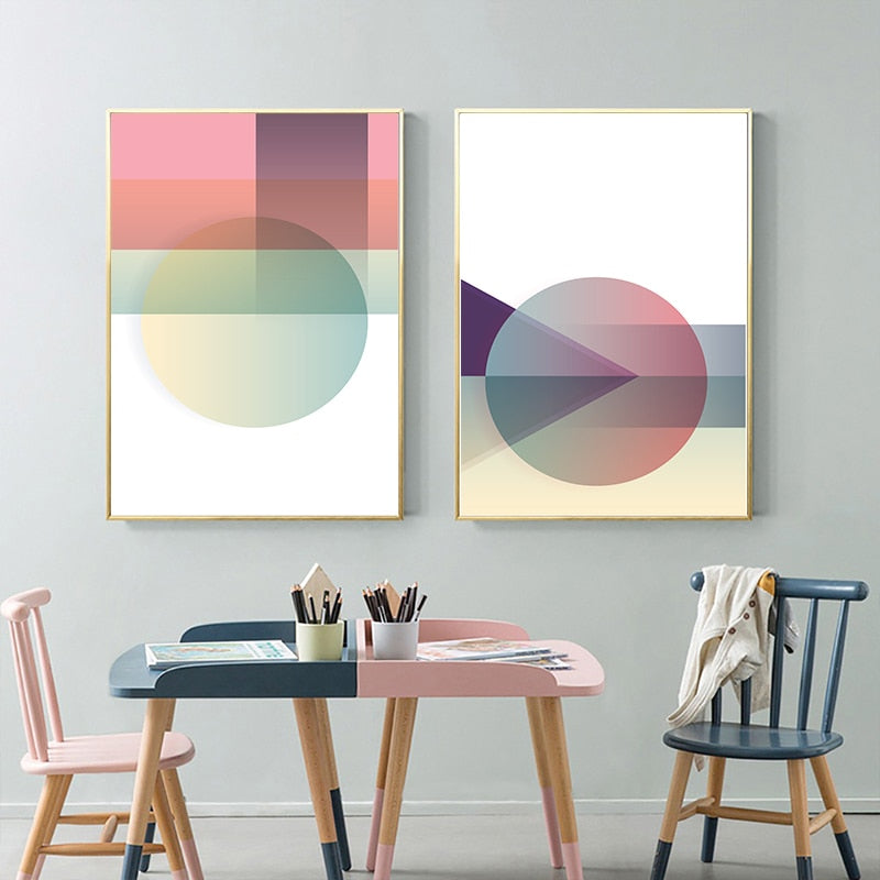 Abstract Colorful Geometric Pattern Canvas Art