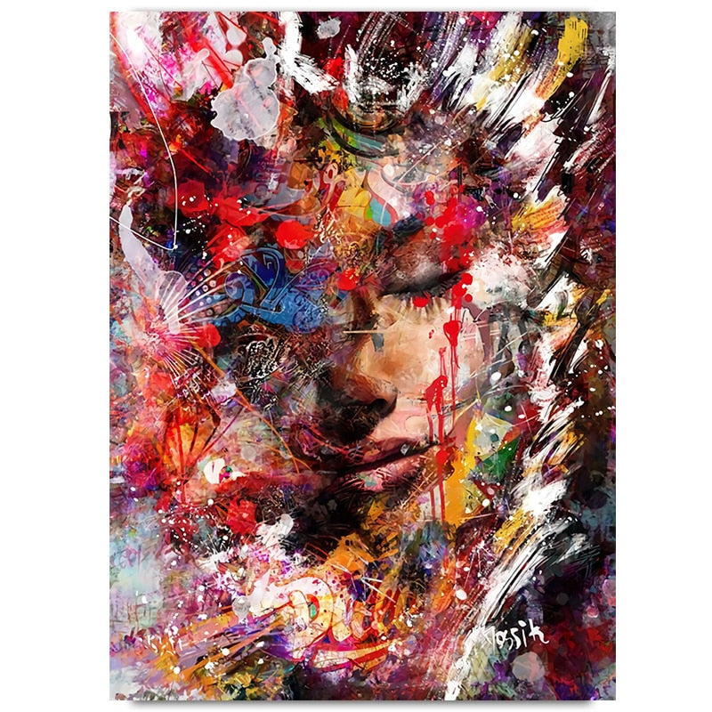 Abstract Girl Graffiti Canvas Art