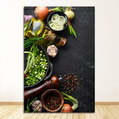 Kitchen Theme Mix Herb and Spices Canvas Art