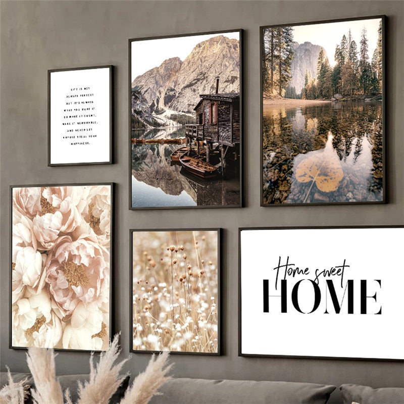 Autumn Lake House Canvas Art