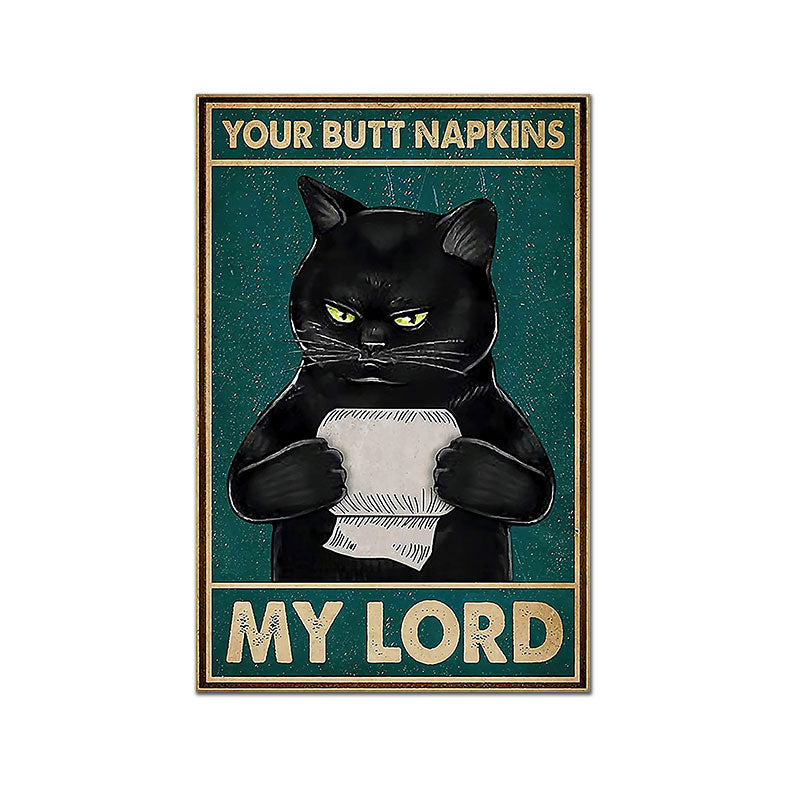 Black Cat Bathroom Funny Canvas Art