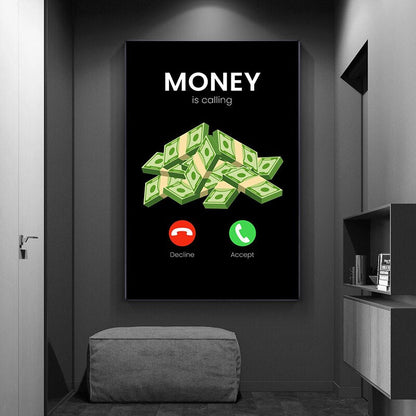 Money Is Calling Inspirational Canvas Art