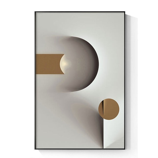 Modern White Abstract Geometric Canvas Art